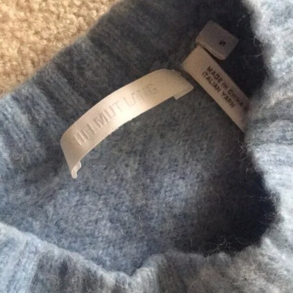 Helmut Lang Cropped Wool Sweater - Light Blue Ribbed Pullover (Size XS) - Picture 2 of 5